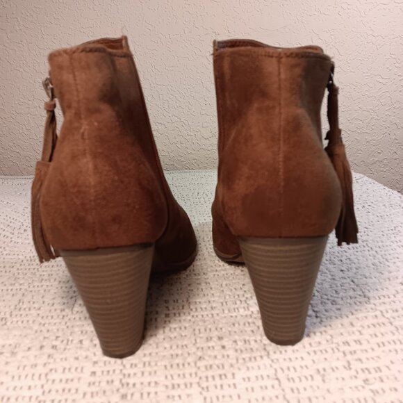 Merona women's chocolate brown faux suede zipper tassel ankle boots sz 11 - NWOT - Picture 3 of 10